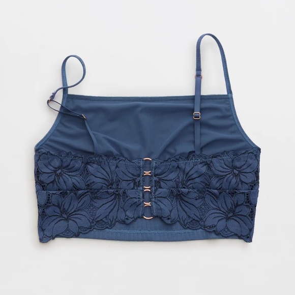 Aerie Beach Daze Lace Ribbed Bra Top - Blue - Picture 4 of 5